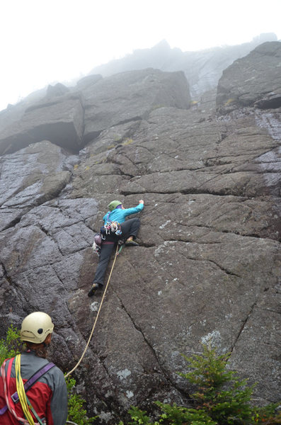 Allison Rooney leading during the FA; belayed by Adam Crofoot.