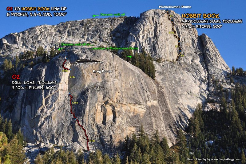 Route Overlay for Oz and Hobbit Book which makes for a great 1000' linkup.