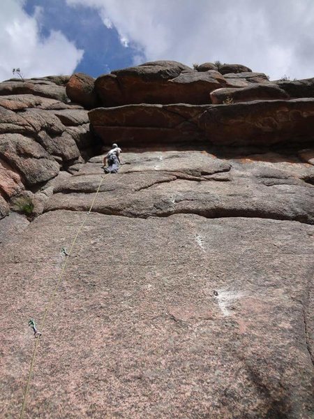 Damien on the first ascent.