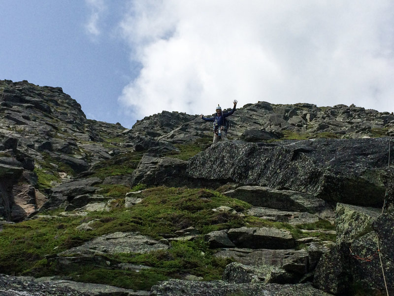 Julian on the "diving board". Do use alpine draws as the route wanders a bit.
