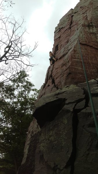 Me clinging to good holds on Brinton's Crack
