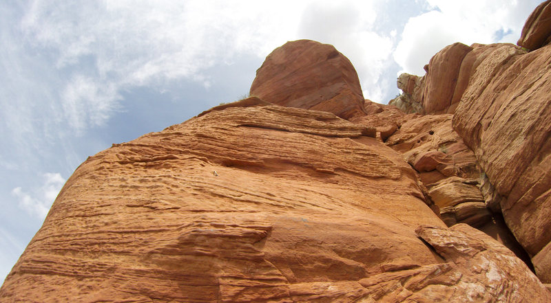 Right after the traverse on pitch 3. Some really good no-hands foot matches on this part :)