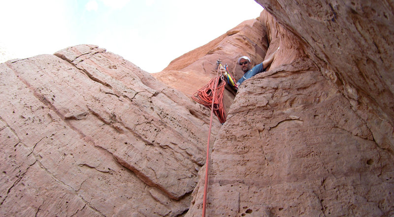 Coming up to the first belay stance.