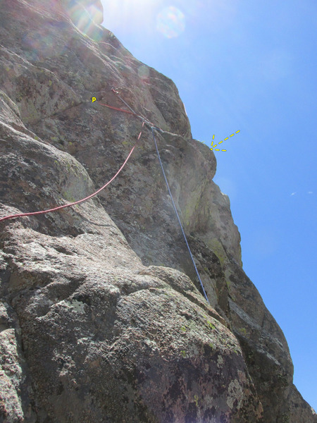 Start of Pitch 4. The "bulge" in the description is marked with an arrow.