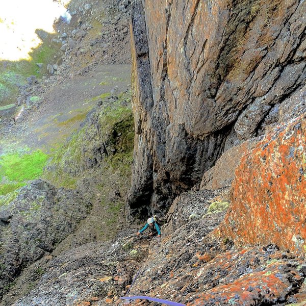 Jess out of the chimney and nearing the top of Book of Easy Learning