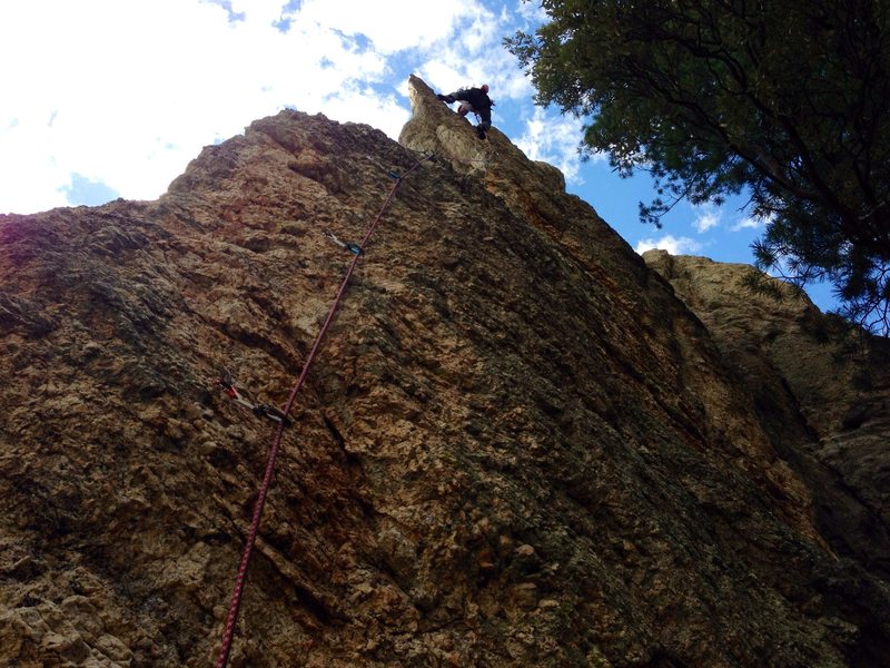 Paul after the crux. This climb reminded me of edge of time in Estes park.