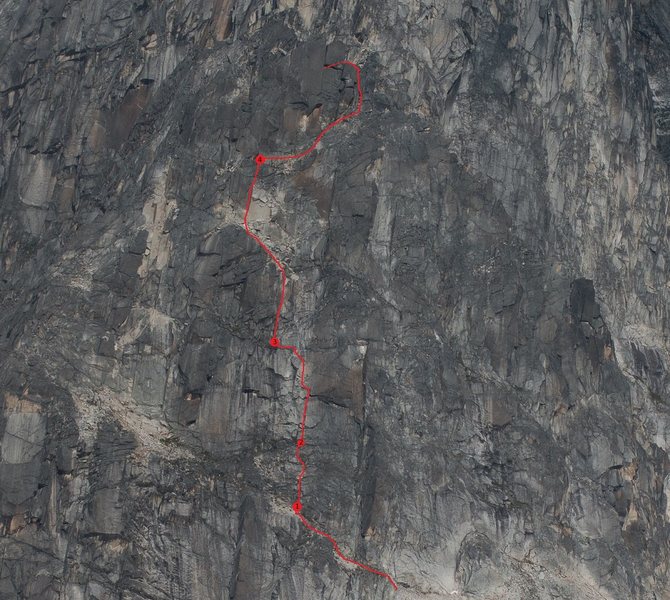Second Breakfast topo w/ pitches and belays.