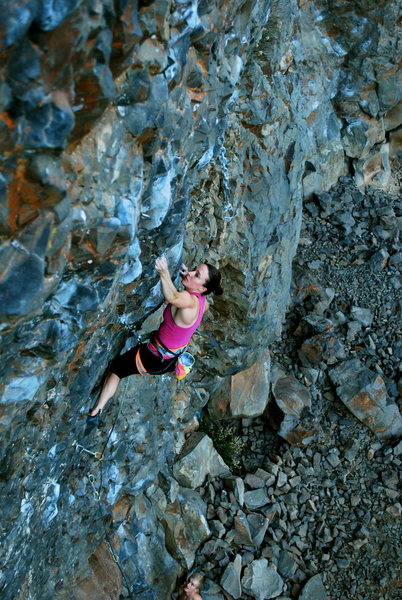 Alysa Grohs getting into the Crux on Flip a Bitch Bear