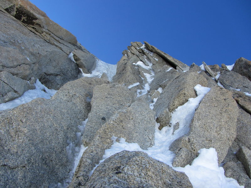 the third pitch can offer some easy mixed climbing