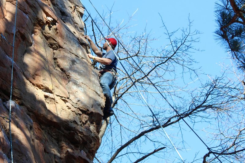 Cruisin' up the arete.