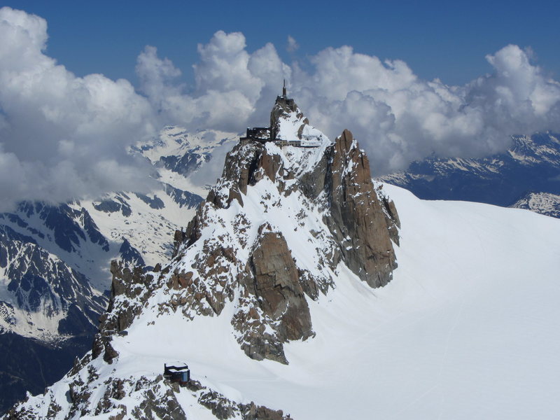 Aiguille du Midi and refuge des Cosmiques as seen from Mont Blanc du Tacul