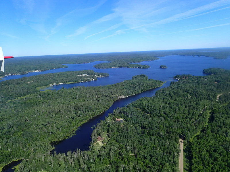 There's water, there's rock. Some rock is over water. Echo River feeding into Crane Lake.