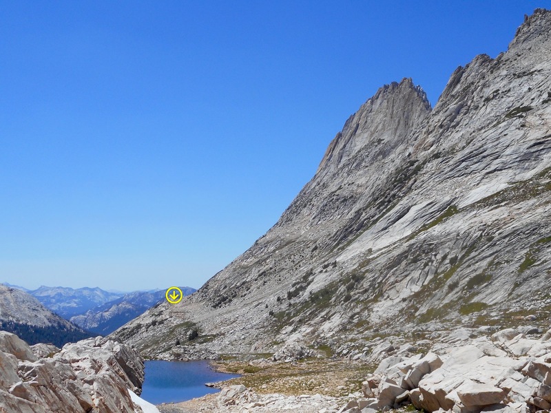 Whorl Mt., on the left, from Horse Creek Pass. Hike past the lake, along the bench, to reach the start of the route.
