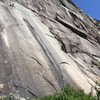 Does anyone know the name of this route???<br>
 <br>
It goes up the pretty slab beneath VMC.  There are several bolts that look fairly new but the bolting looks a little old school.  Looks like a nice route. <br>
<br>
<br>
<br>
