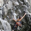 Reaching for beta - climber, Samuelle W.