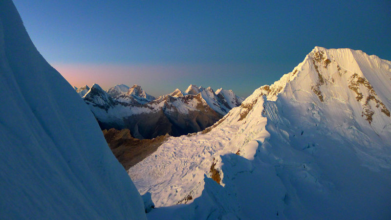 Quitaraju as seen from several pitches up the French Direct.