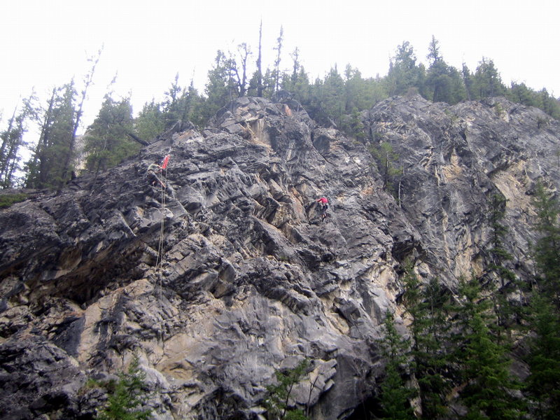 Old picture of cat's eye. Climber on right is on cat's eye direct