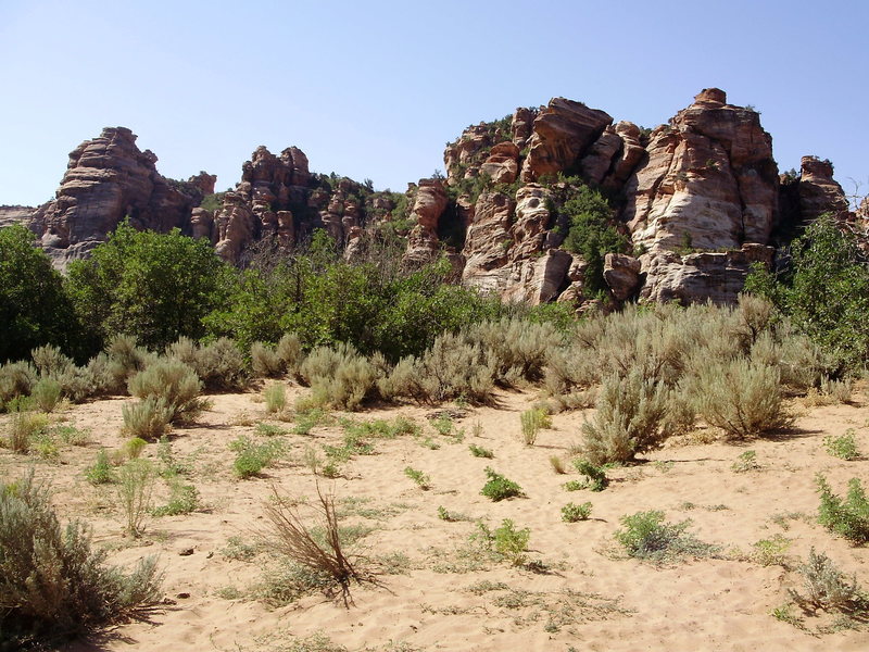 view of rock formation from parking area