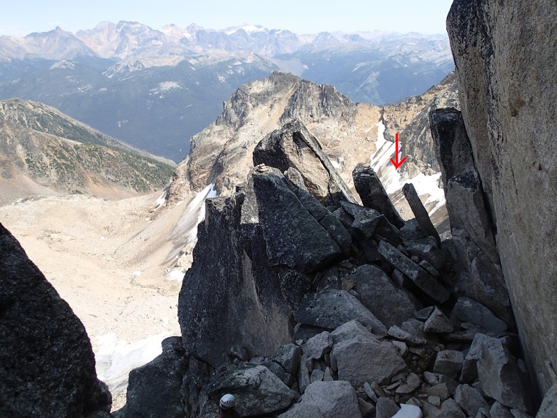 Most right hand V notch is getting to the second rappel.
