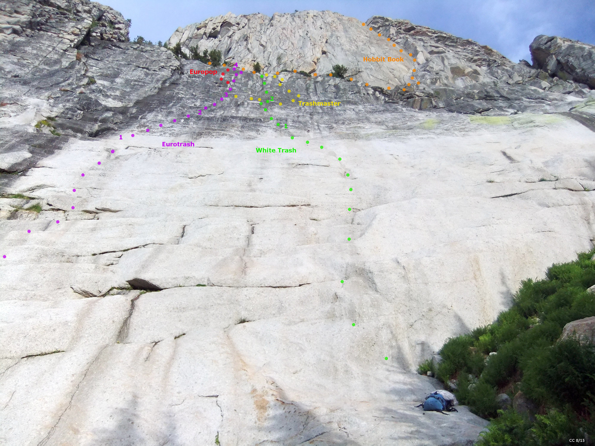 Drug Dome white slab on far right (view from base). Eurotrash