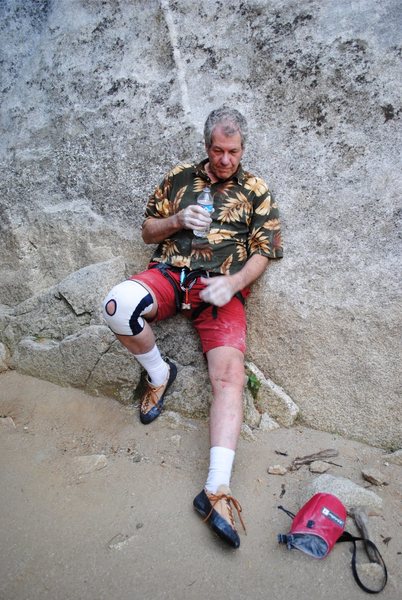 This 'stuff' just gets harder and harder - but I can't quit. At my age (63 in photo), I pay a price for any of the physical routes I tangle with.<br>
<br>
After getting spanked on an 11c.