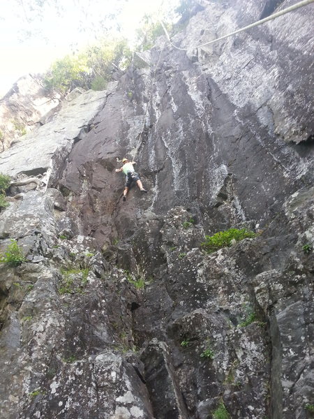 Chris following Hackett Corner. Snake Charmer is the crack to the left.