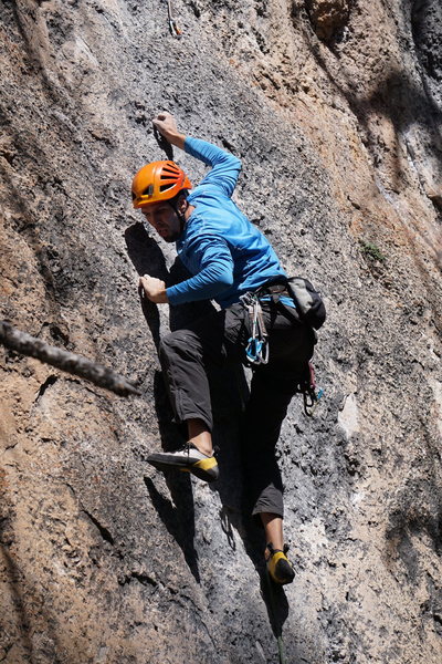 Steve on the opening crux