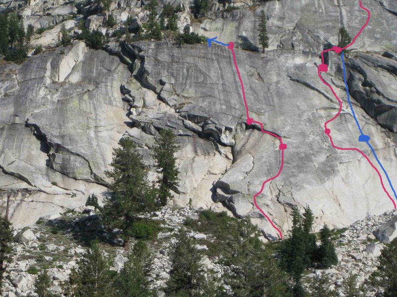 Penny Lane on the left. Penny Dreadful on the right.<br>
<br>
Descents in blue.