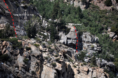 Picture of "The Panderer" (5.10b) crack running up the right-hand edge of the Panderer Clifflet.