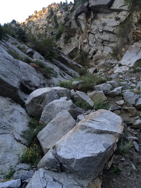 The loose gully option in the gully, i.e the right (and recommended) option