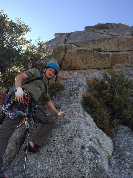 Pitch 6 crux (the "5.8 offwidth") from below