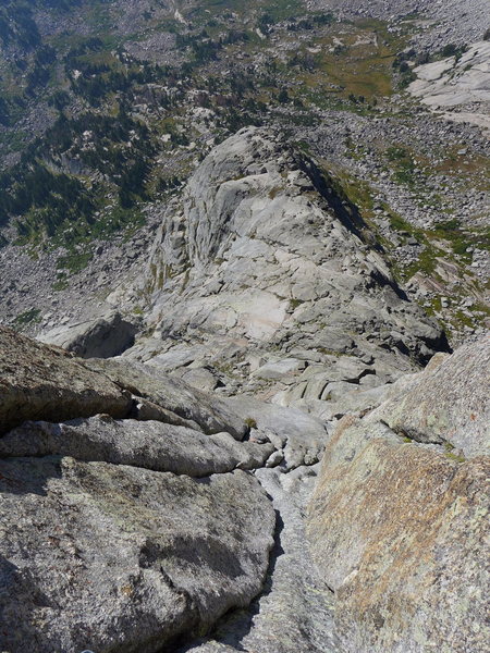 looking down the S Buttress on Pingora
