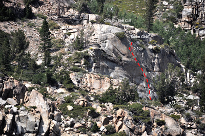 Line of "Some Girls" (5.10a) just right of "Girls on Fire"