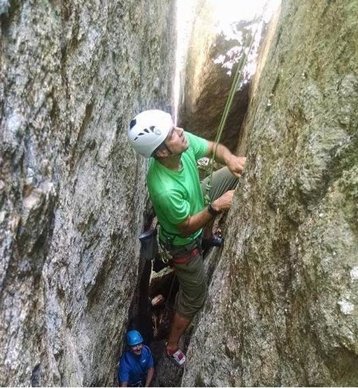 Eric Austin climbing Acme.