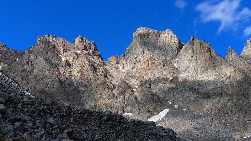 Black Tooth Mountain (left) & Mount Woolsey (right) as seen from the south.