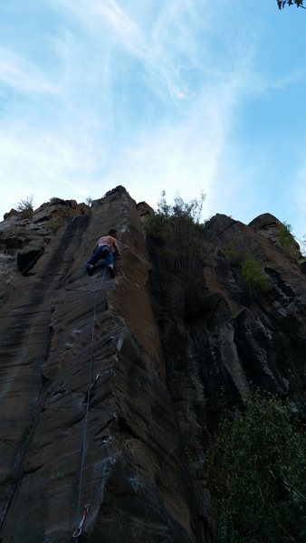 Max Tepfer attempts the first onsight. Here he's dealing with a cruxy transition around the corner.