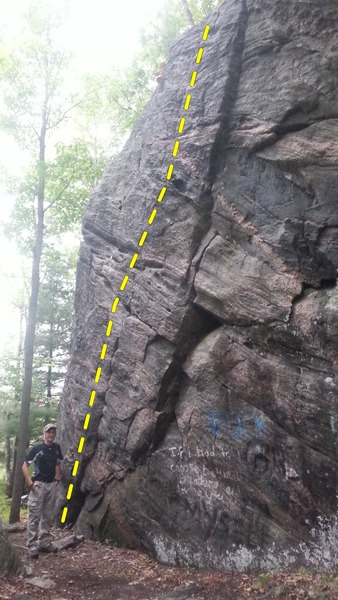 The route is to the left of the crack