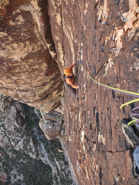 Jack Brennan nearing the top of the fourth pitch of Refried Brains.