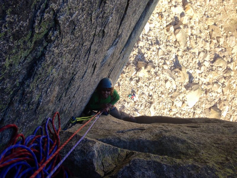 Coming up to the first belay.