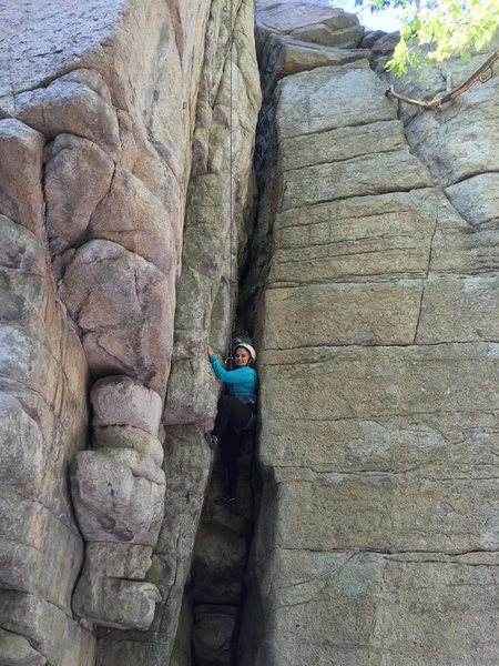 Julianna Johnson tackles her first real life rock in Outer Darkness.