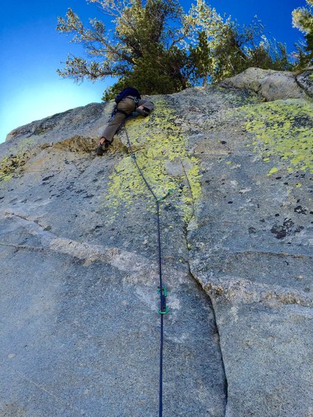 Justin on the FA or Hardly Working, 5.10c