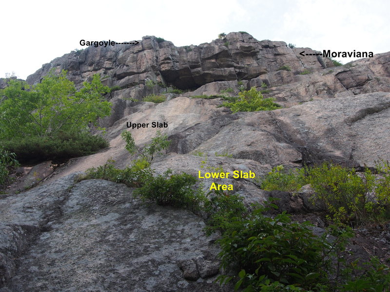 Overview of Cliff from the base near Lower Slabs