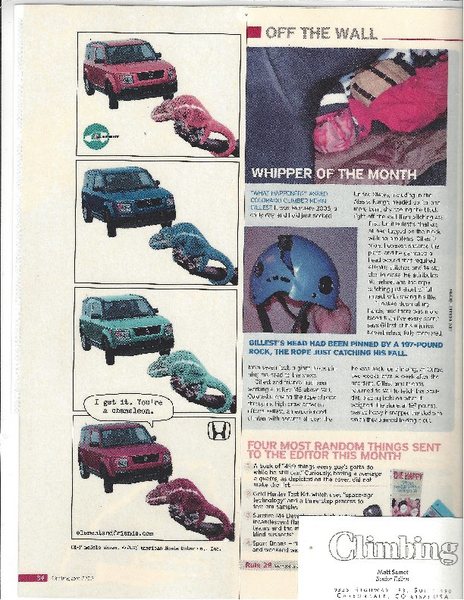 Article in <em>Climbing</em> magazine, August 2006.