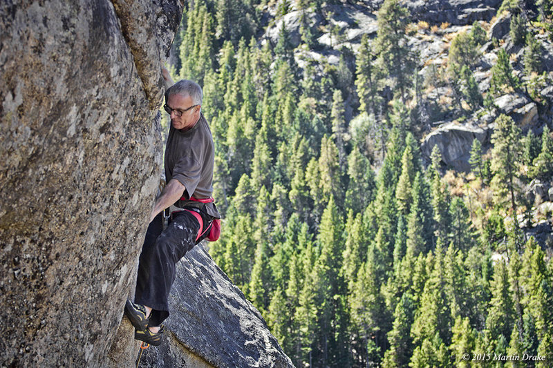 KC climbing into the upper dihedral.<br>
© 2015 Drake Martin