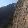 Picture taken from Jam Crack.<br>
There are a couple of climbers on left of center if you look close.