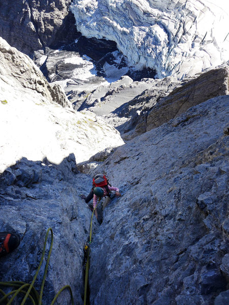 Crux pitches above Eismeer Glacier.