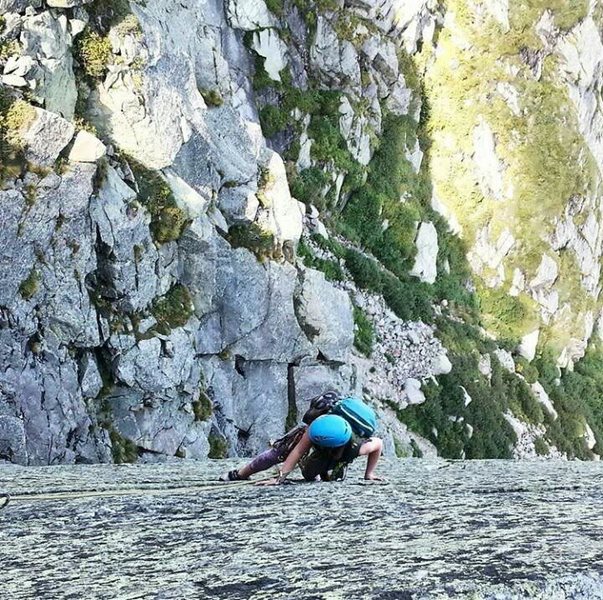 Looking down over the ridge.