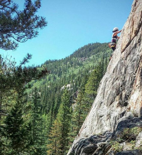 First lead climb at Powerline in Indy Pass (Tavern on the Green 5.6)