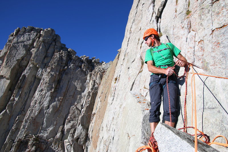 Josh belaying on South Summit Wall