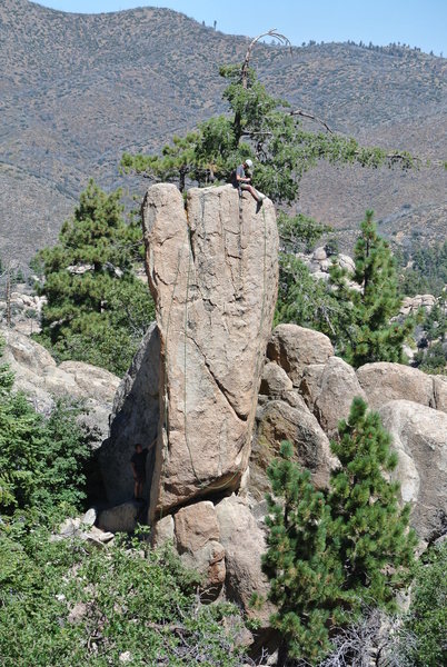Setting the top rope anchor.